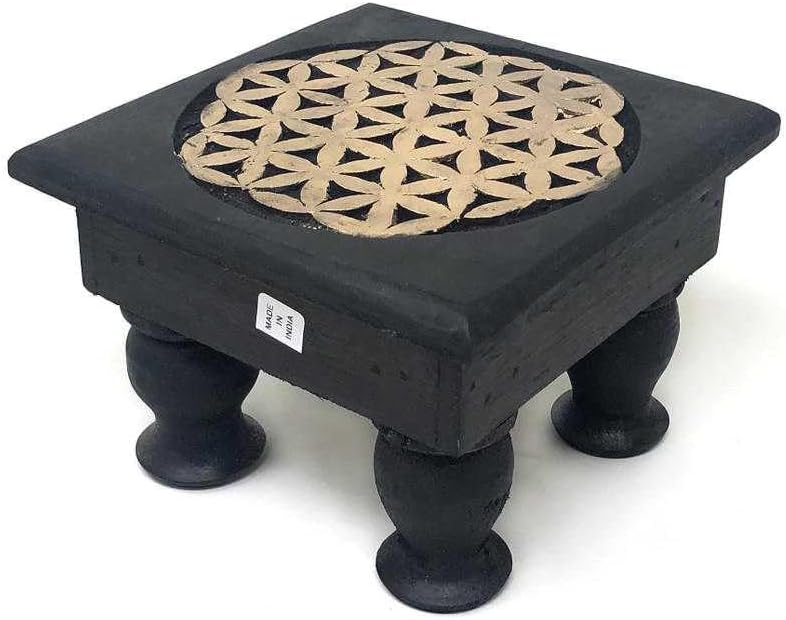 Wooden Altar Table for Wiccan, Pagan, and Meditation Practices (Flower of Life)